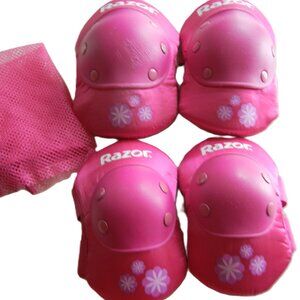 RAZOR GIRLS 4pc Set Youth Protective PADS  KNEE/ELBOW   Skate Bike  PINK
